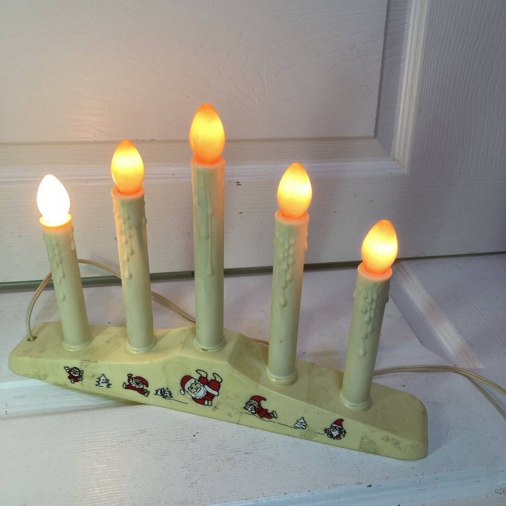 Vintage 5 Light Window Electric Candelabra Candolier Plastic Drip Christmas